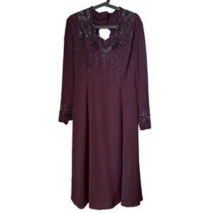 Vintage Wine formal sequin and beaded keyhole embellished dress size medium